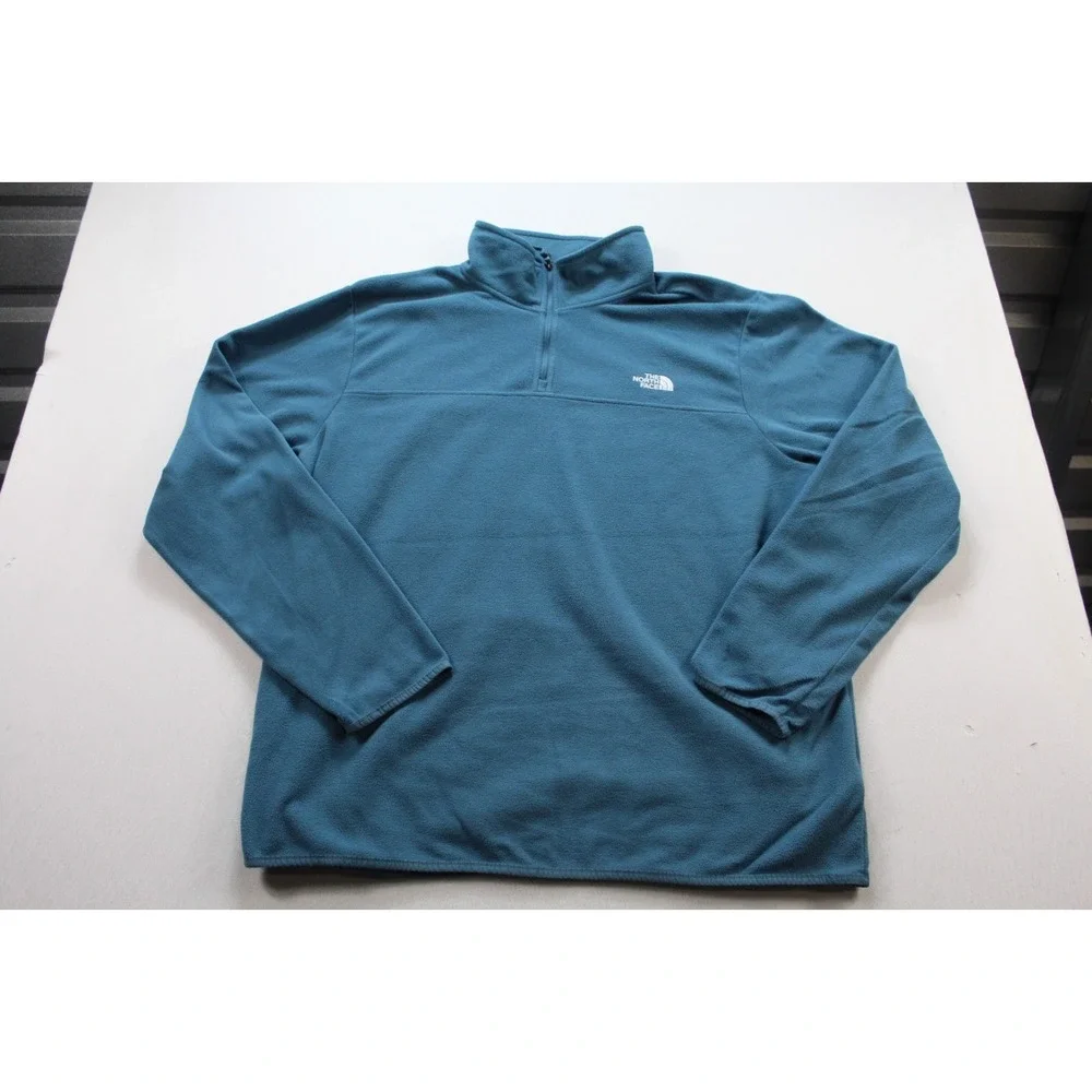 The North Face Men Blue Sweater Quarter Zip Long Sleeve Mock Neck Size XXL